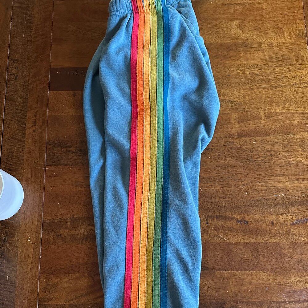 aviator nation 5 stripe sweatpant - M - blue